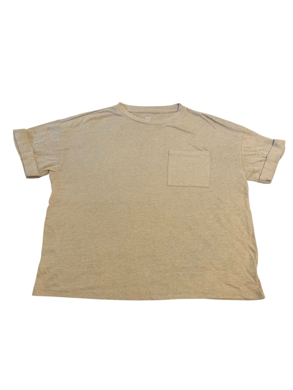 Aerie XS Tan Linen Blend Oversized Pocket Tee Short Sleeve Shirt